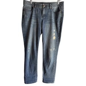 LC Lauren Conrad Distressed Cropped Jeans Medium Wash Denim Size 10 Distressed